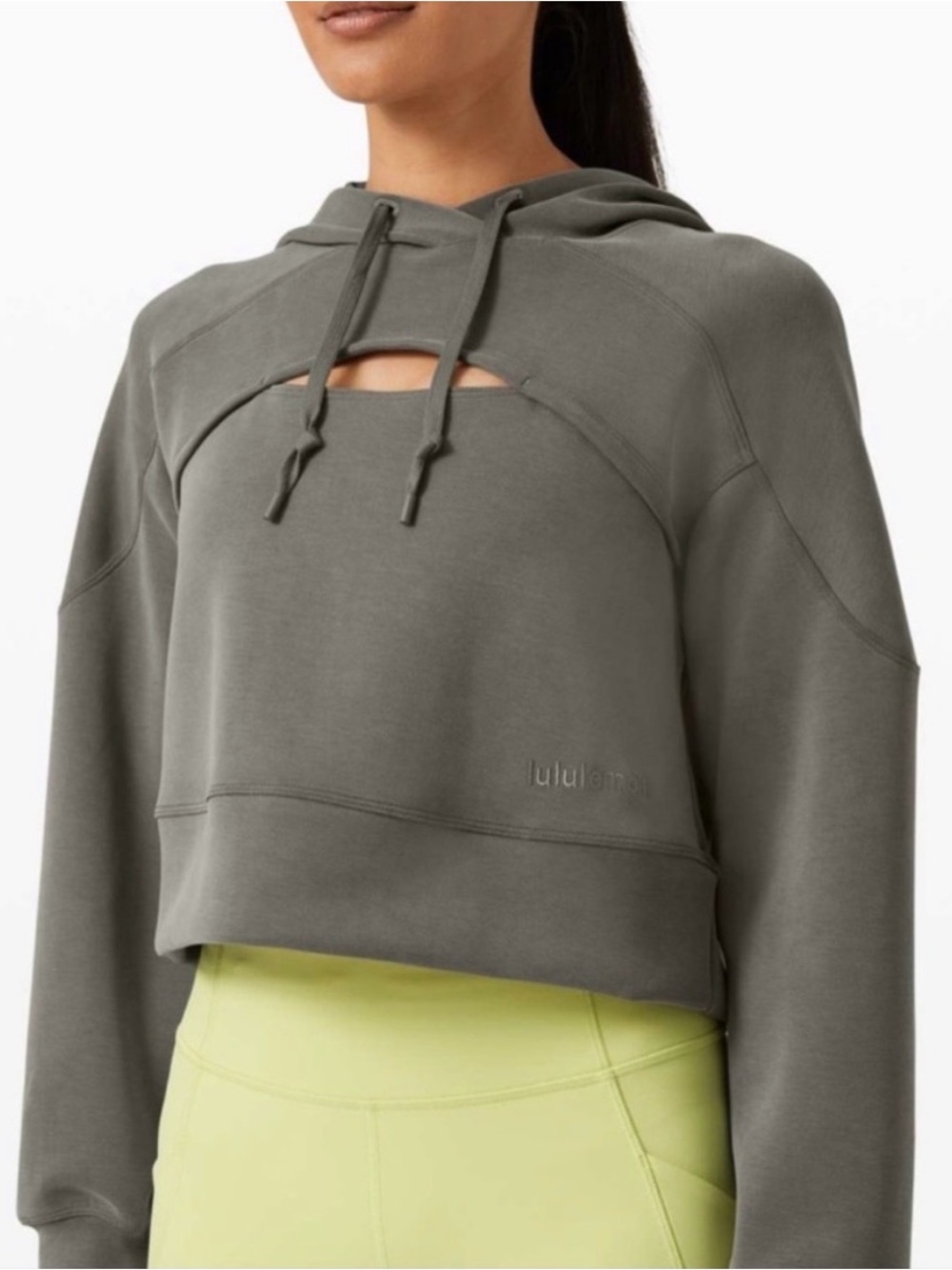 Lululemon Get Centered Soft Stream Hoodie Crop M Sage Green GUC